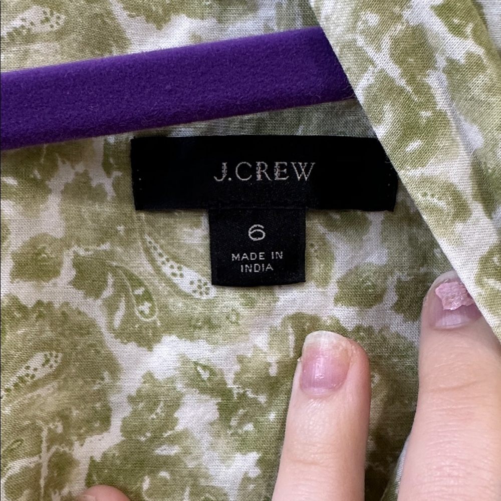 J.Crew Green Floral Peplum Blouse Puff Sleeve Cottagecore Top Size 6 - Picture 3 of 8